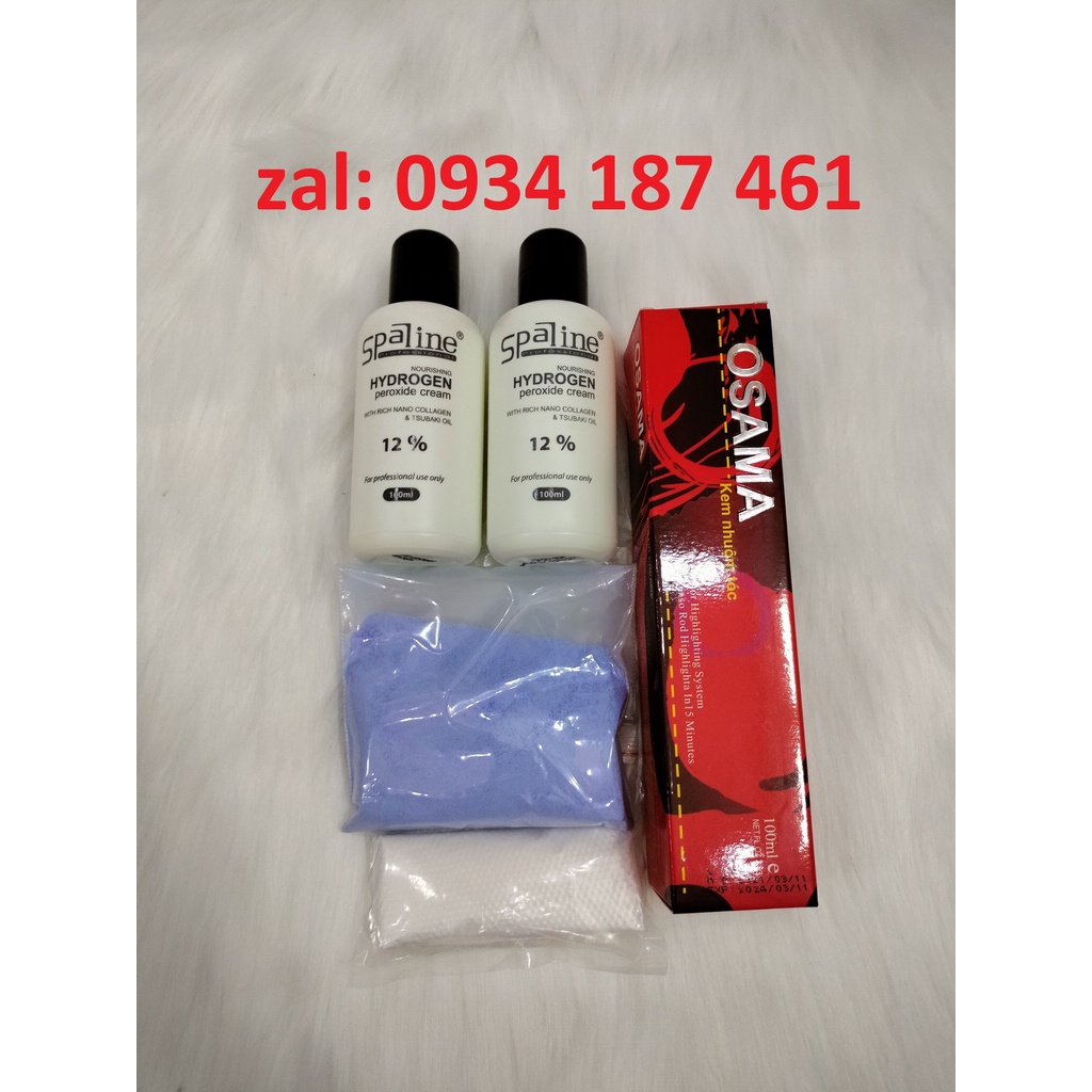 Combo màu nhuộm Osama+2oxy100ml+bột tẩy+bao tay và hướng dẫn sử dụng