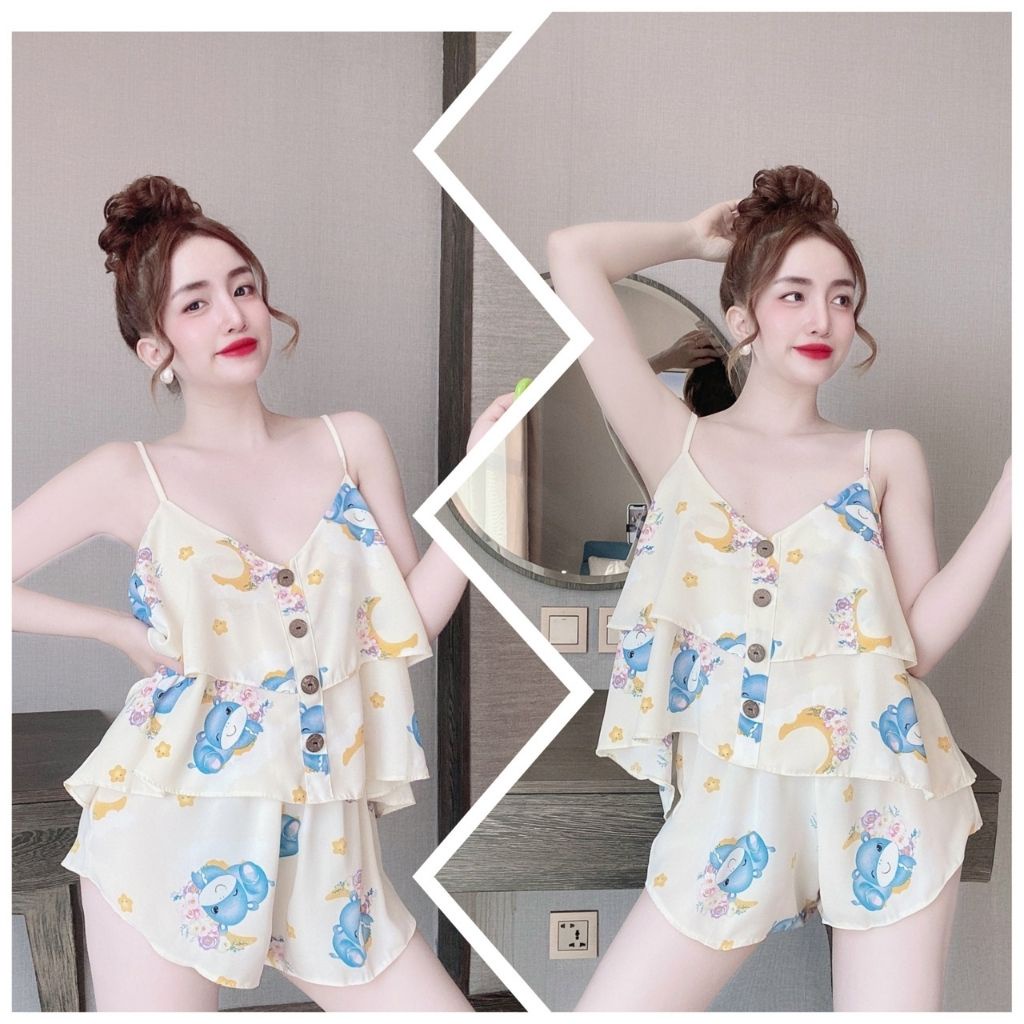 Đồ ngủ nữ❣️FREE SHIP❣️Đồ ngủ sexy lụa Mango cao cấp mềm mại xinh xắn &lt; 70kg