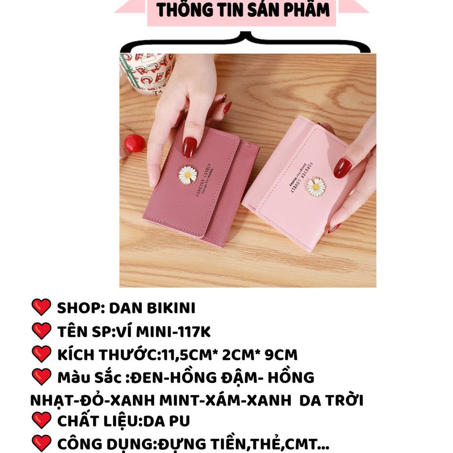 Ví Nữ Đẹp ❤️FREESHIP❤️ Ví Nữ Ngắn Cầm Tay Mini Đính Hoa Cúc Nhỏ Gọn Bỏ Túi Nhiều Ngăn Dễ Thương Mẫu 117K