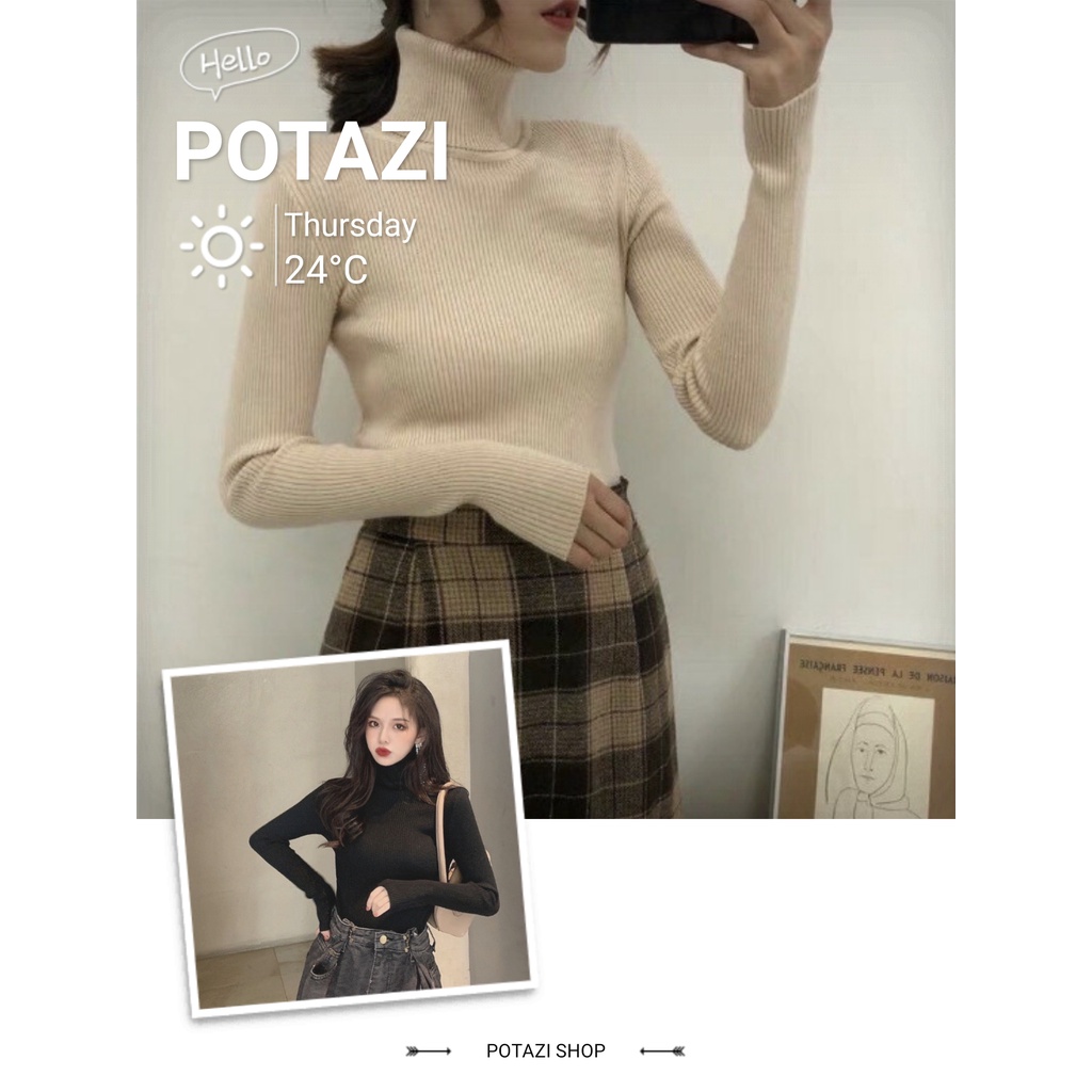 Áo Len Tăm Cổ Lọ - Áo Len Cao Cổ Giữ Nhiệt Nhiều Màu Cho Nữ ALE02