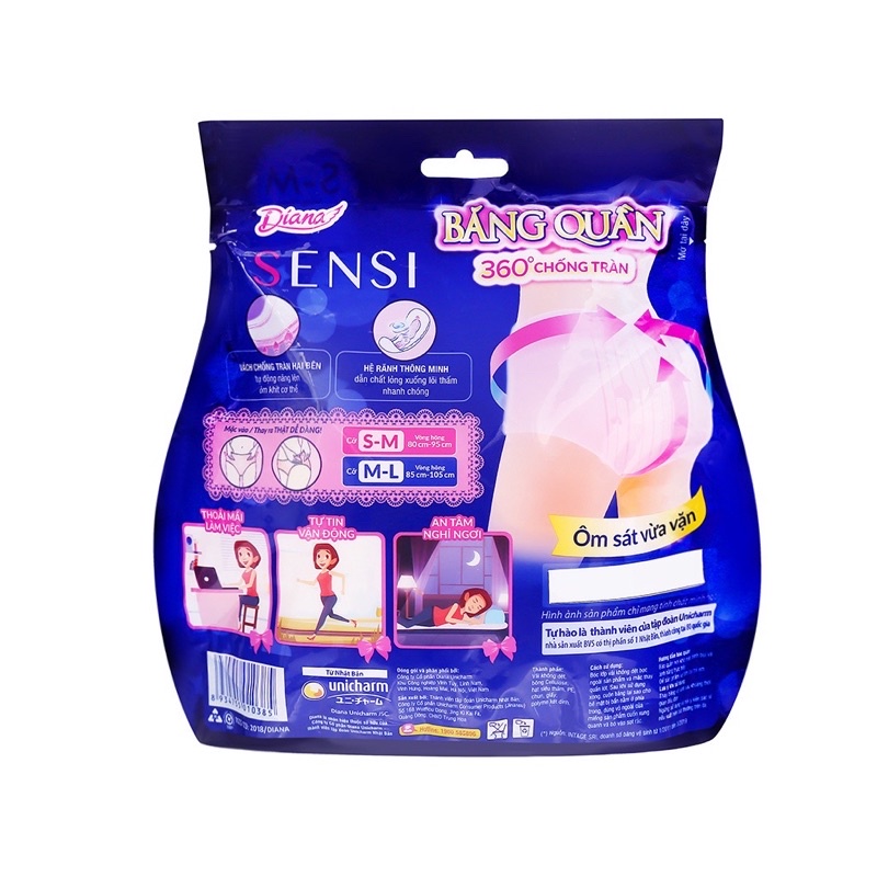 Băng vệ sinh diana dạng quần S-M / M - L ( 2 miếng)