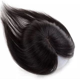 che hói che đỉnh tóc thật 100% có da đầu loại cao cấp màu nâu đen