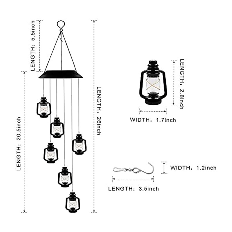 Chuông Gió Đèn Led Nhiều Màu Sắc Sử Dụng Năng Lượng Mặt Trời Jp5