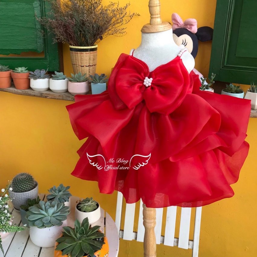 Váy công chúa cao cấp nơ bụng dây cườm-Đầm công chúa-Thời trang cho bé-Váy thiết kế-Đầm thiết kế-Mẹ BốngPrincess dress