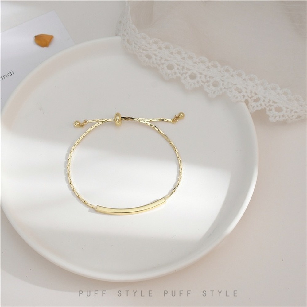 Vòng Tay Dạng Xích Rắn Màu Vàng Thiết Kế Đơn Giản Có Thể Điều Chỉnh Cho Nữ