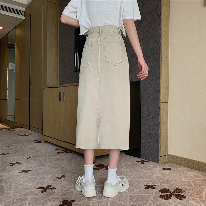 Xiaozhainv Chân váy denim xẻ tà thời trang Hàn Quốc cho nữ | BigBuy360 - bigbuy360.vn