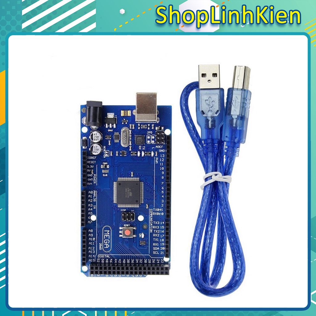 Kit học tập arduino mega2560 kèm cáp nạp bảo hành 6 tháng/ 16u2/ ch340/ kèm cáp nạp