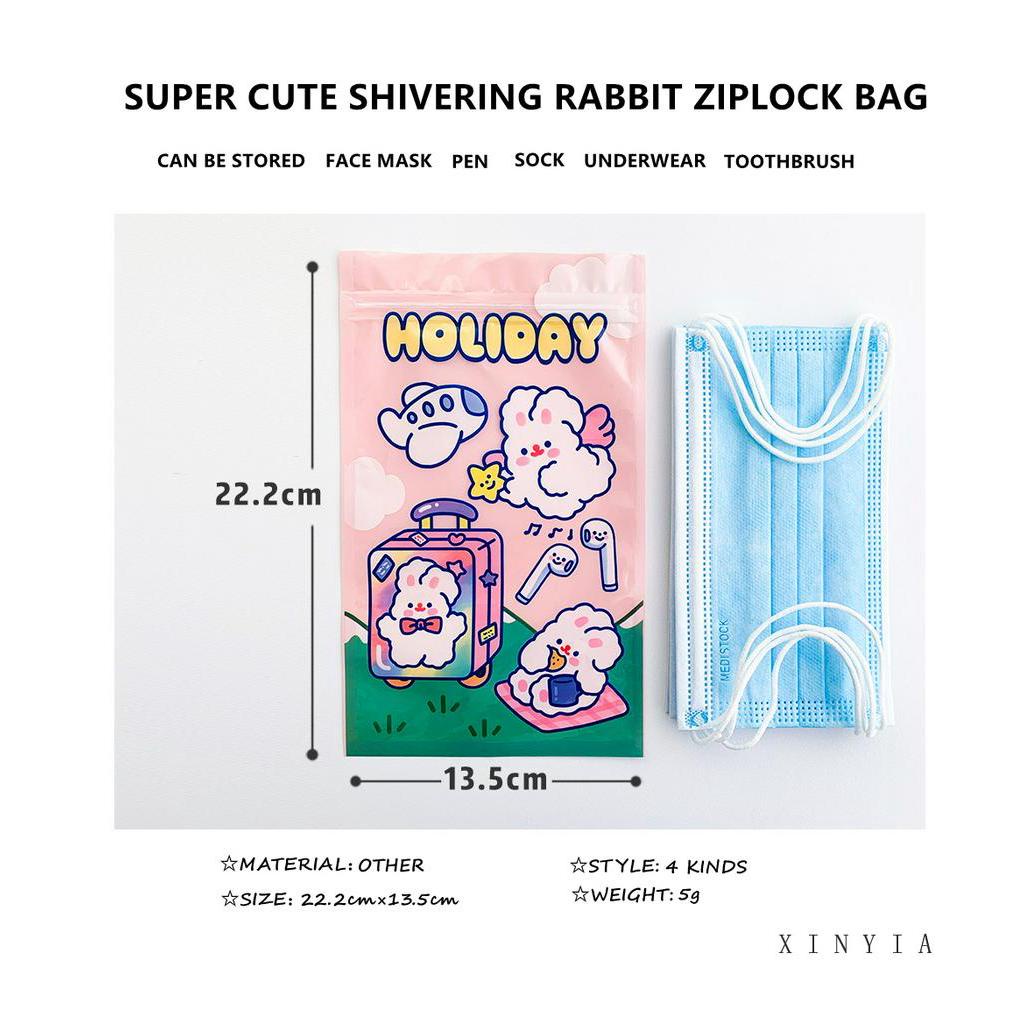 Túi kín đựng snack khẩu trang in thỏ dễ thương