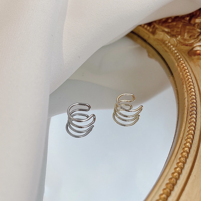 Bông tai kẹp hình chữ C nhỏ gọn nhẹ không cần xỏ lỗ cá tính đơn giản cá tính phong cách Hàn Quốc cho nữ