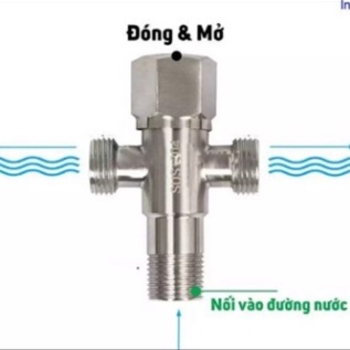 [ Có Video ] Van T 3 ngã , van chia nước cho vòi xịt vệ sinh và bồn cầu. Giảm áp chia bòn cầu INOX SUB 304- QM021