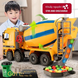 Đồ chơi xe trộn xi măng lớn bé trai trẻ em mô hình mô phỏng cần cẩu xe bồn kỹ thuật bê tông siêu lớn