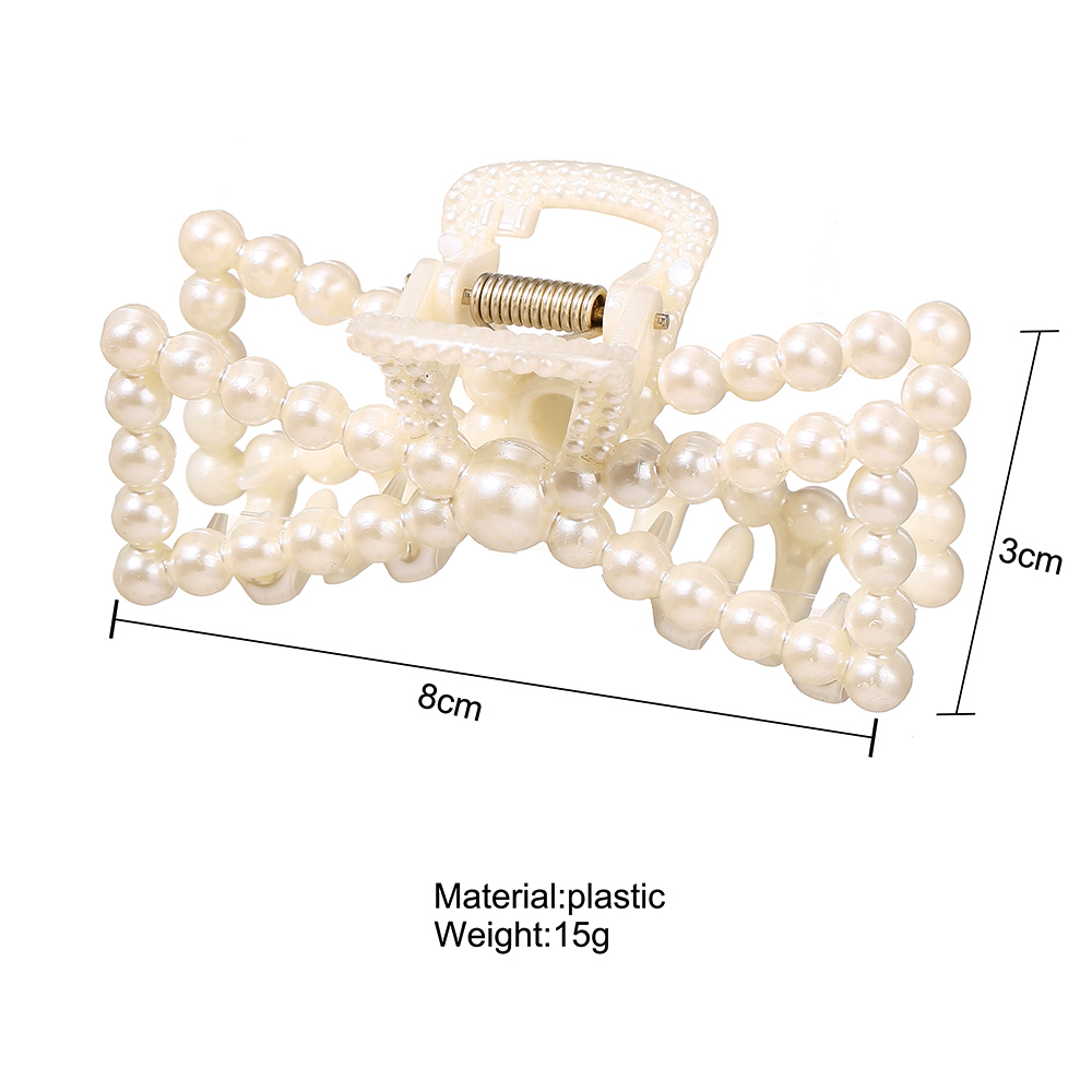 Kẹp tóc nhựa bản to đính ngọc trai thiết kế thanh lịch