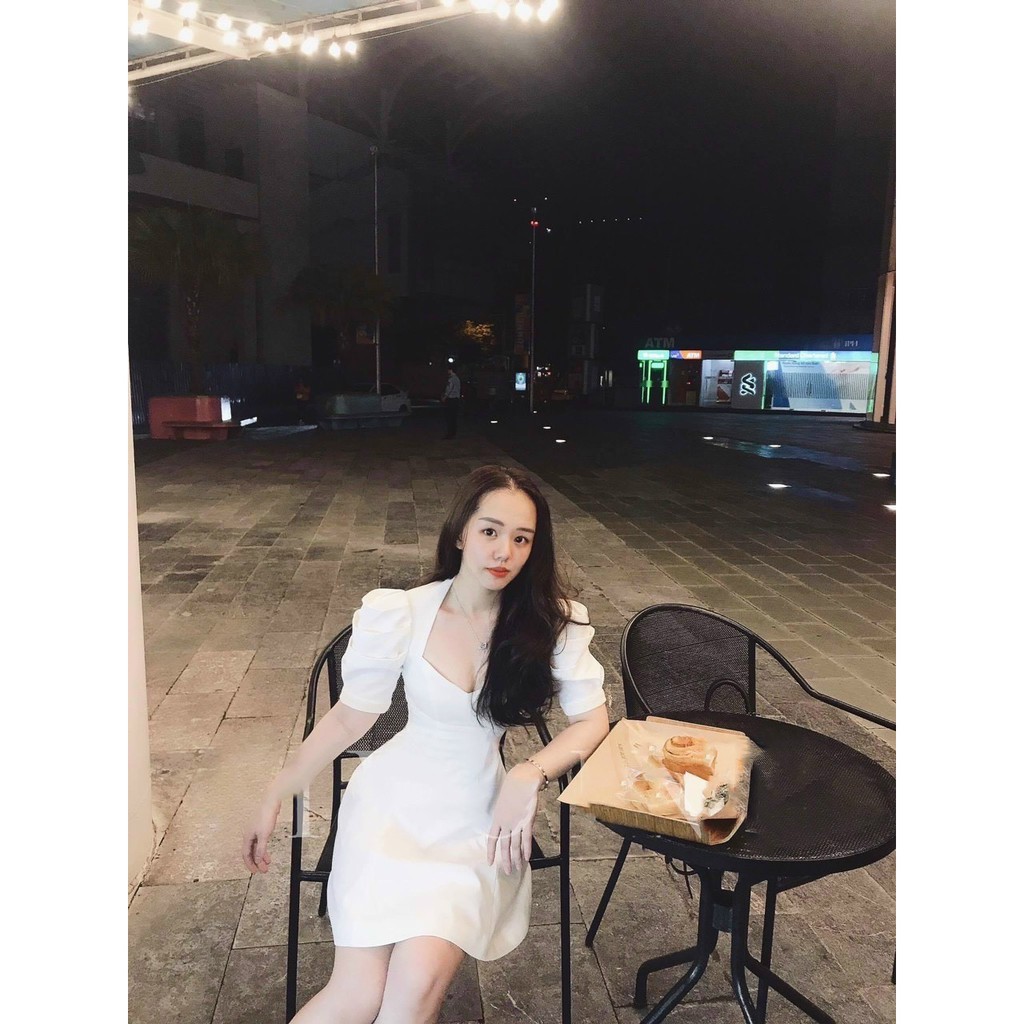 Đầm Cổ Vuông ❤️FREESHIP❤️ Dáng Xòe Tay Phồng