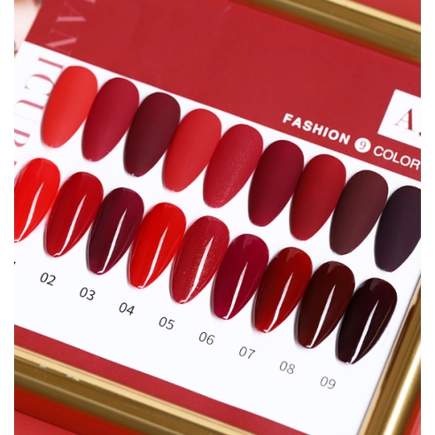 Sơn gel AS móng dùng máy hơ tone đỏ tươi đỏ cherry đỏ đô VUA SƠN AS mã AJN 15ml