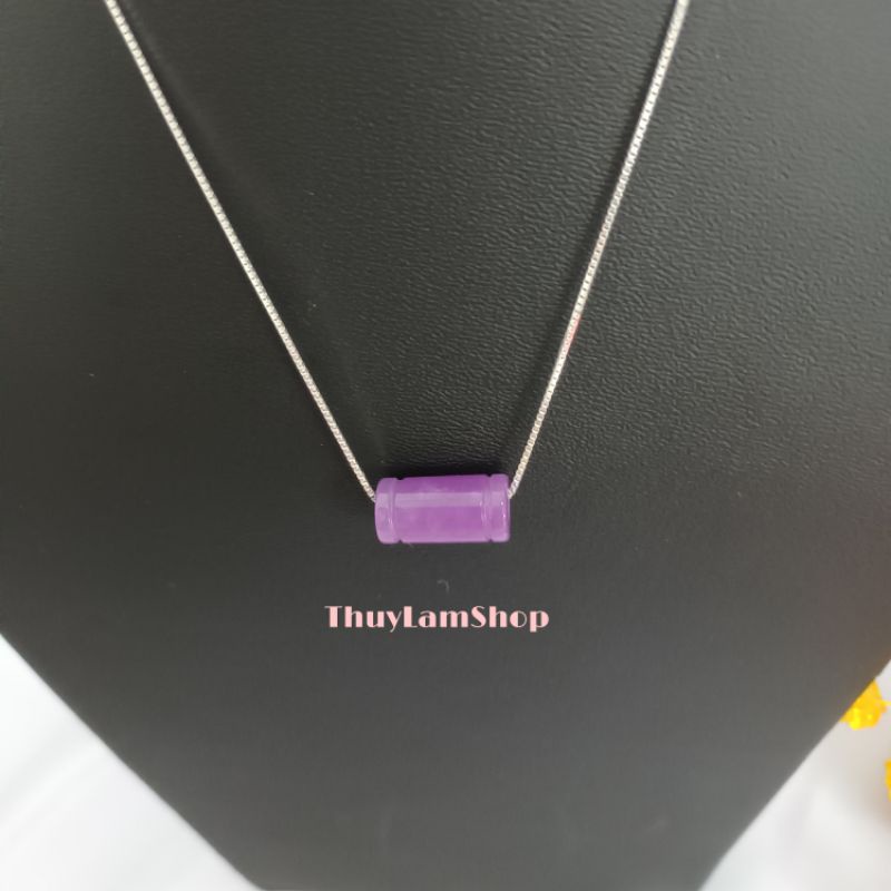 Vòng cổ dây chuyền bạc 925 vĩnh viễn bảo hành mix lu thống màu tím đầu xuôi đuôi lọt