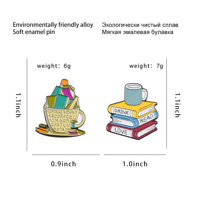 Ghim cài áo QIHE JEWELRY hình quyển sách hoạt hình ngộ nghĩnh