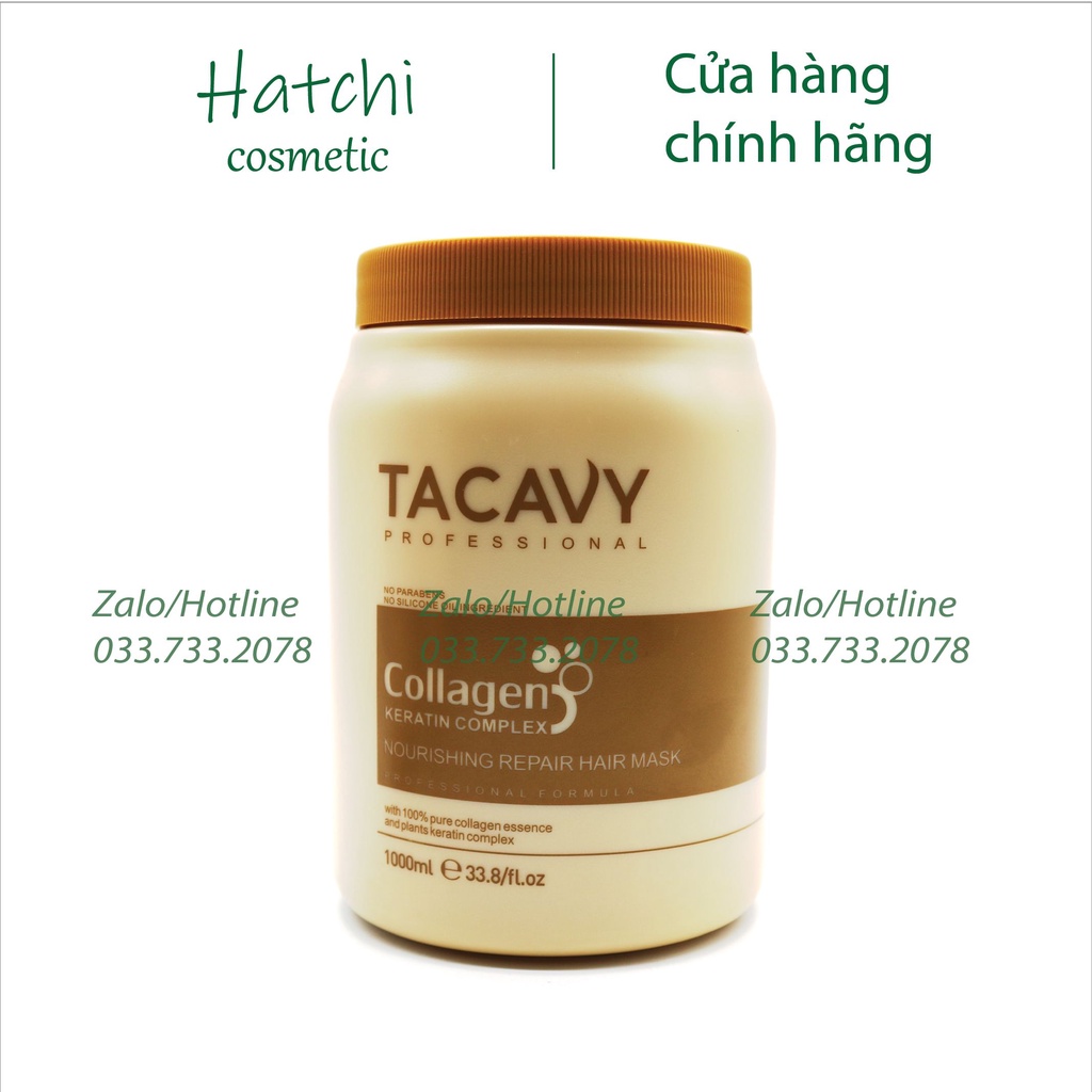 KEM HẤP Ủ TÓC COLLAGEN TACAVY 1000ML | PHỤC HỒI TÓC HƯ TỔN, DƯỠNG TÓC SIÊU MỀM MƯỢT