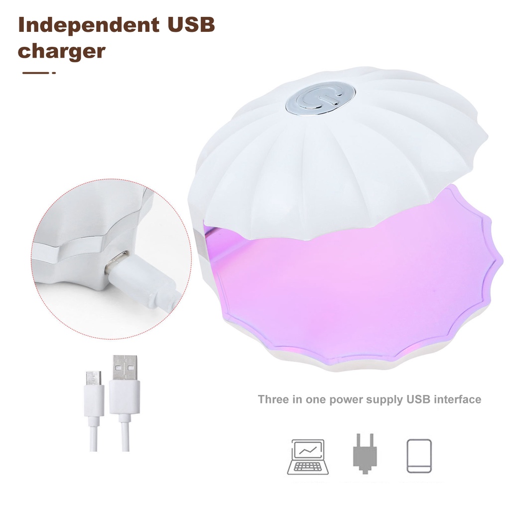 Đèn Hong Khô Móng Tay Nhanh Chóng Gọn Nhẹ Hình Vỏ Sò Có Phích Cắm USB Tiện Dụng Cho Gia Đình