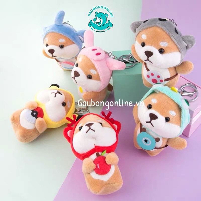 Móc Khóa Chó Shiba Cosplay bằng bông treo balo siêu dễ thương