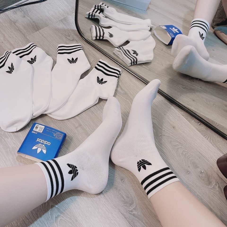 Tất Adi.das Hàng Xuất Dư Xịn Cho Nam, Nữ Unisex, Cotton Cổ Cao, Cổ Thấp, 2 Màu Đen - Trắng Basic