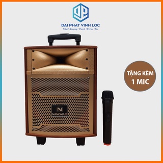 Loa kéo mini nanomax s-8b 2 tấc karaoke đọc được usb thẻ nhớ công suất 100w tay kéo vân gỗ tặng 1 mic bluetooth