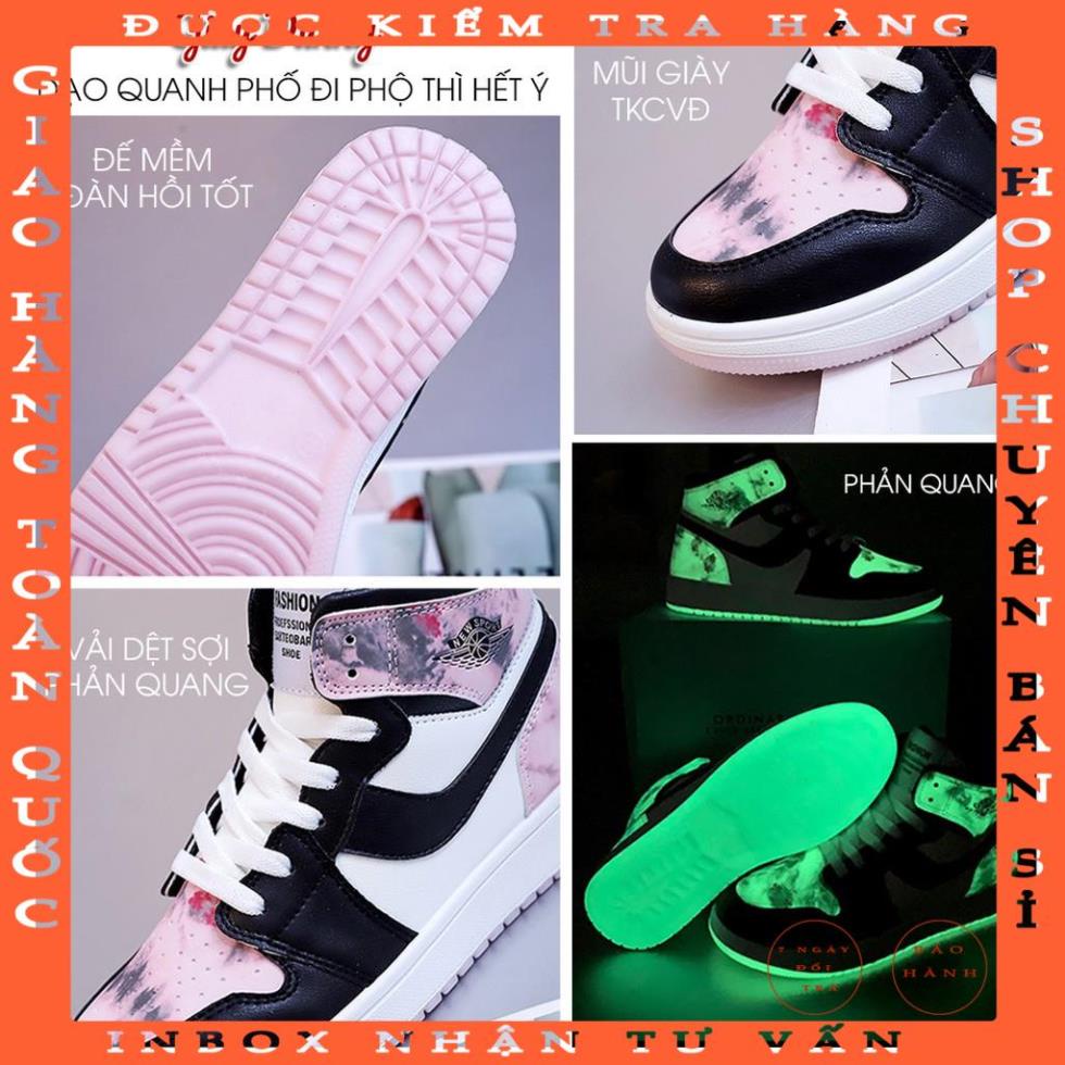 Giày Nữ Air Jordan Cổ Cao Dạ Quang, Giày Xám, Hồng, Xanh Hot Hit 2021 - duonghoashop