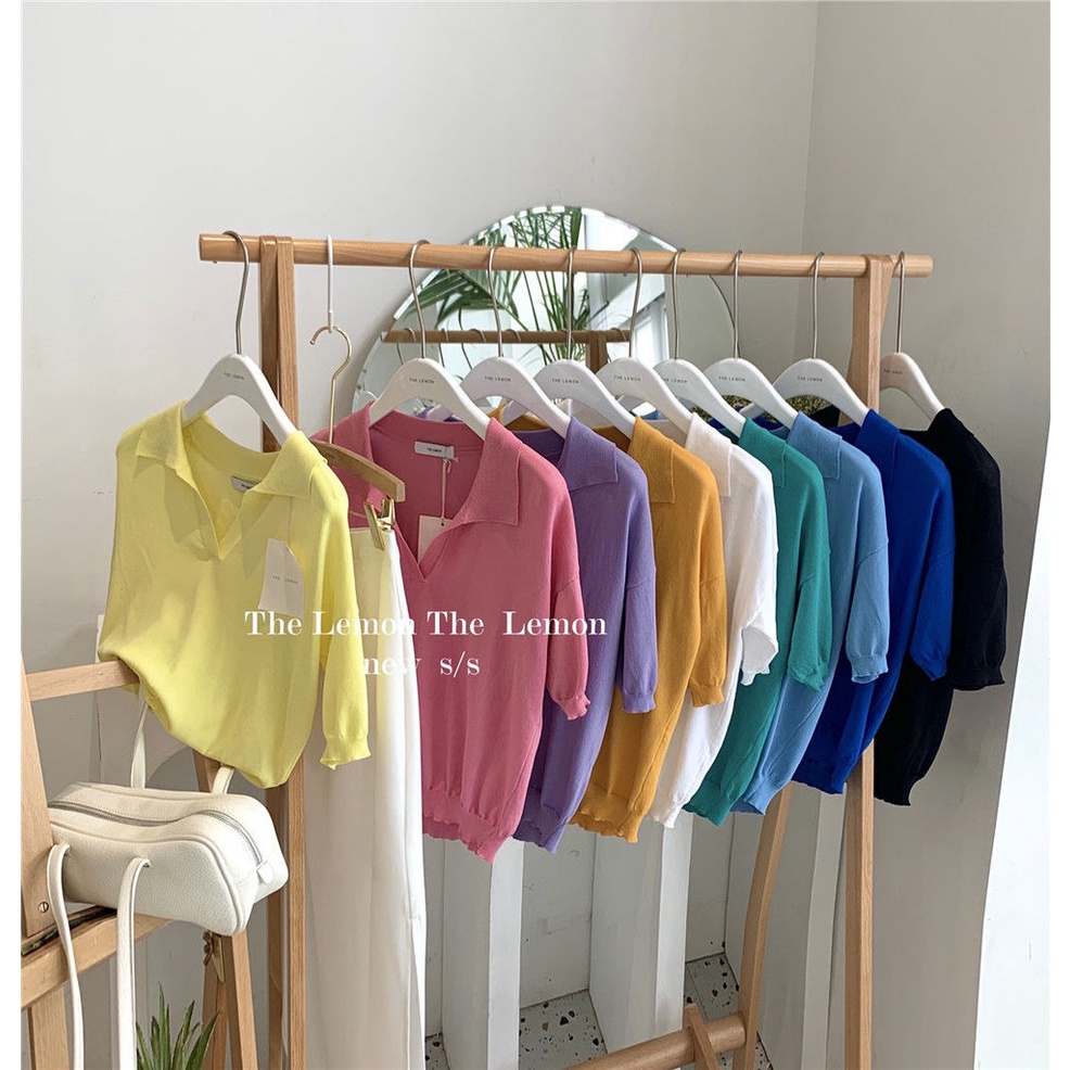 Áo Dệt Kim Tay Ngắn Cổ Polo Thời Trang Mùa Hè Cho Nữ