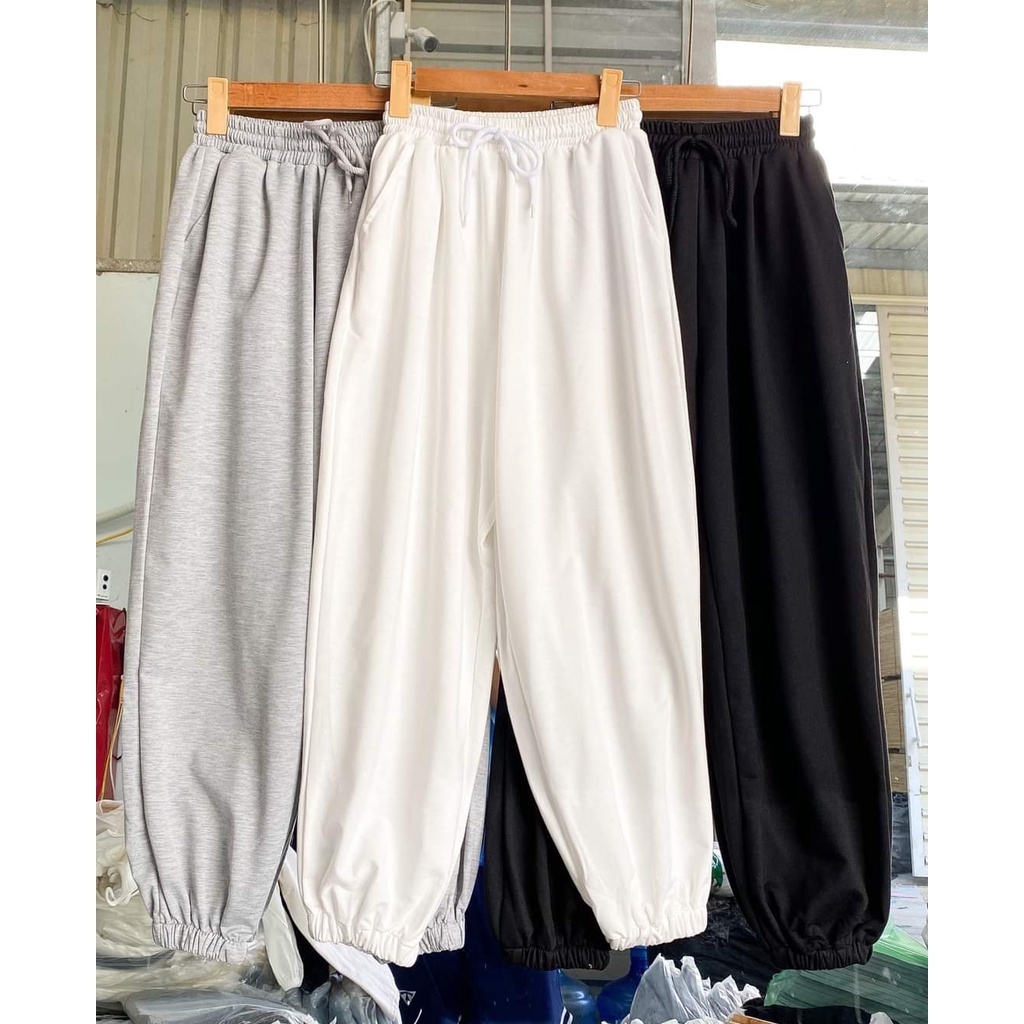 Quần Dài Jogger Nữ Thun Trơn 3 Màu Đen Ghi Trắng Siêu Hot Trend 2021 C. Novembre Q01