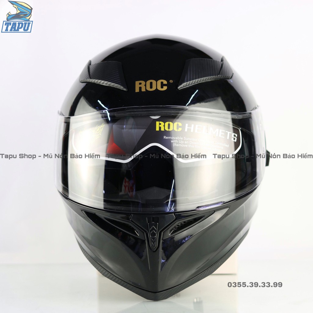 [FREESHIP] MŨ BẢO HIỂM FULLFACE ROC 05 2 KÍNH ĐEN BÓNG