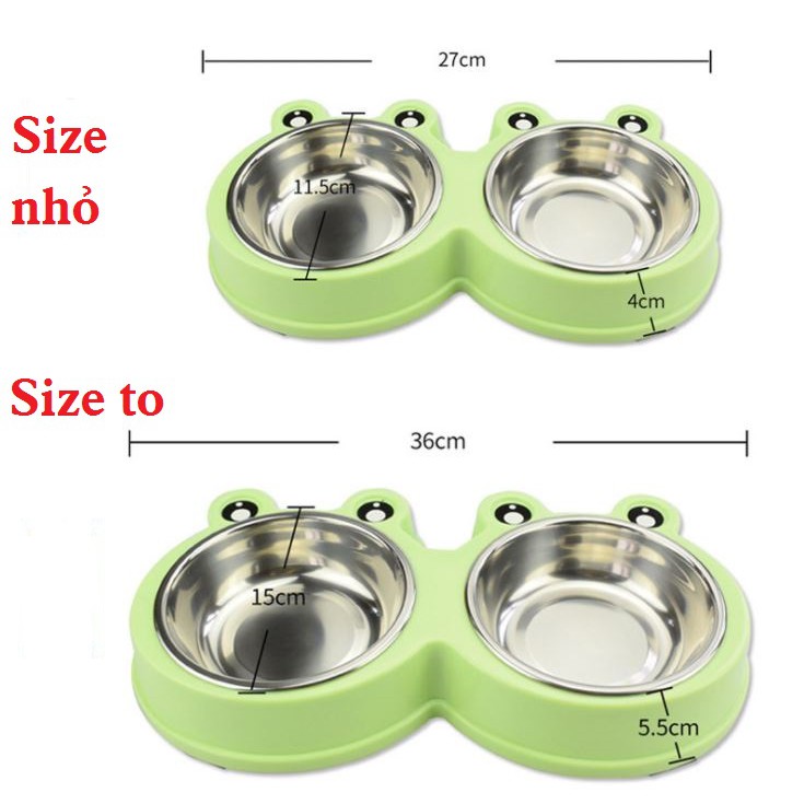 Bát đôi inox tai ếch (Size Lớn) - Bát Đựng thức ăn và nước uống cho chó mèo