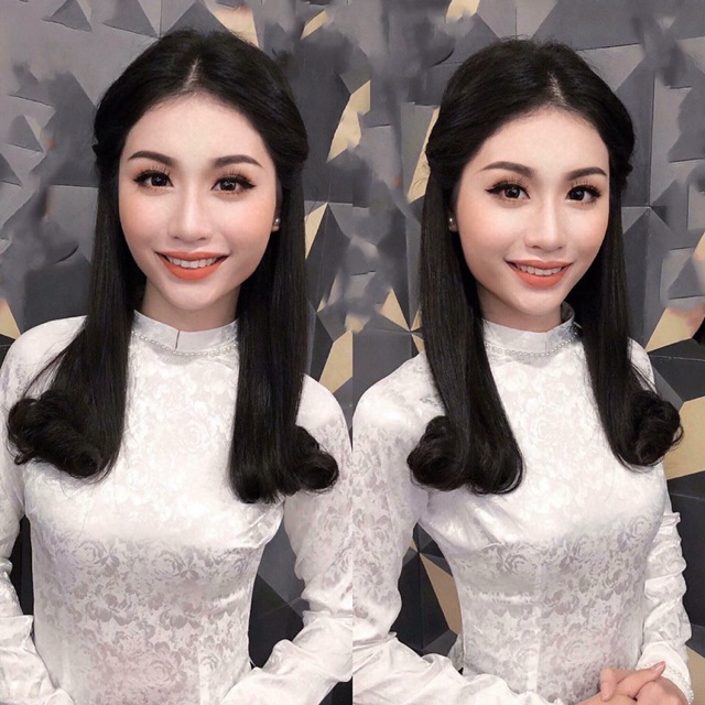 Áo dài gấm đính trai