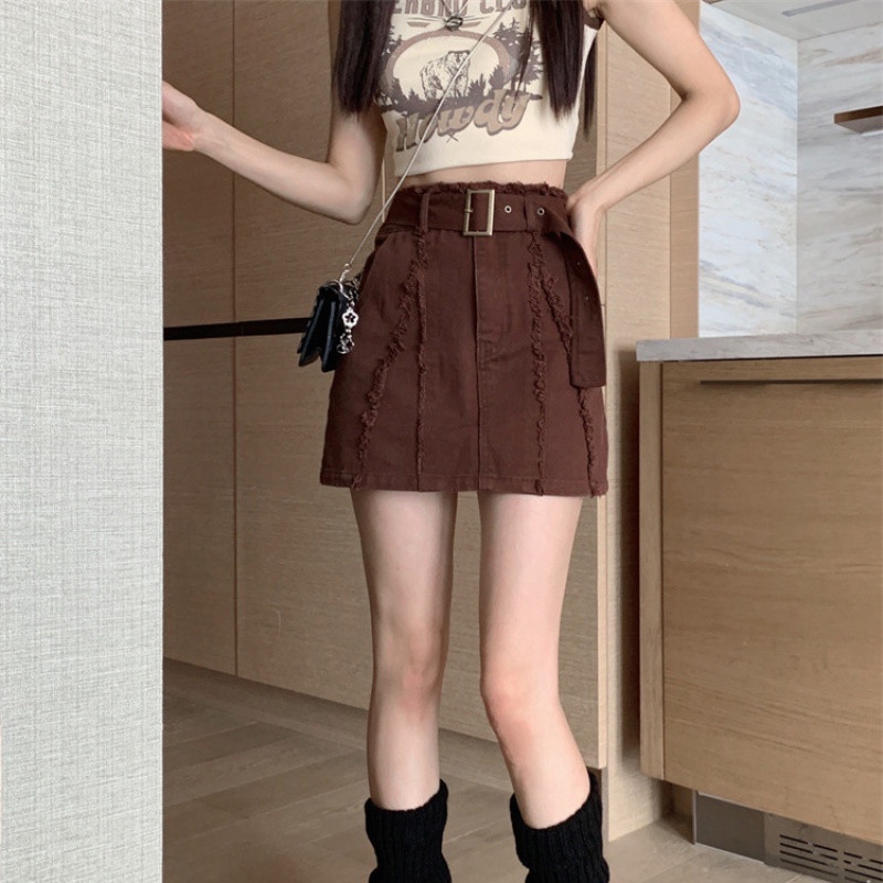 Chân Váy Denim Lưng Cao Thời Trang Mùa Hè