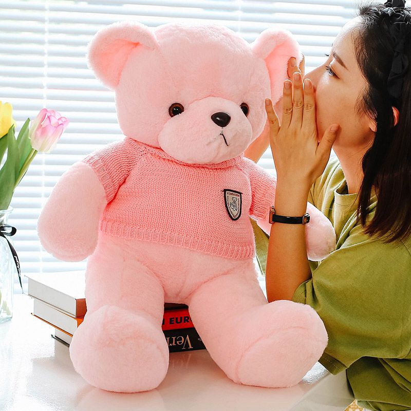 Gấu bông teddy hồng áo len lông mềm mịn, quà tặng gấu bông 60cm hàng cao cấp