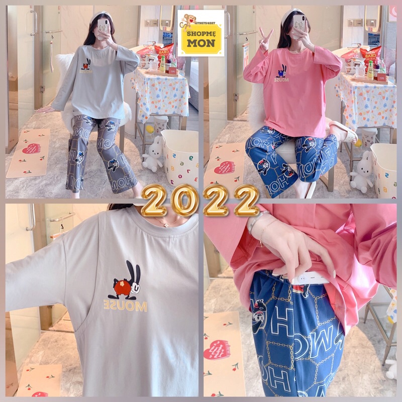 Đồ Bộ Bầu Và Sau Sinh Cho Con Bú Chất Cotton Mẫu Mới 2022