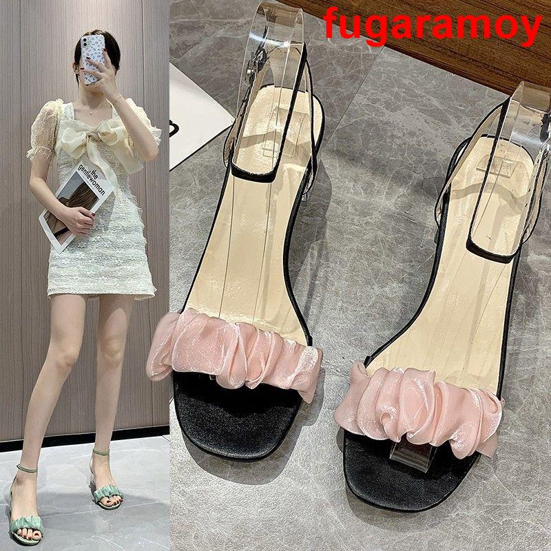 Giày Cao Gót Da Quai Ngang Gót Dày Hở Ngón Size Lớn 35-43 Dễ Phối Đồ Phong Cách Hàn Quốc Thời Trang Mùa Hè Cho Nữ 41