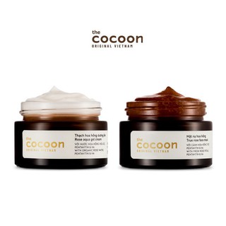Bộ dưỡng ẩm da mặt nạ hoa hồng cocoon 30ml + thạch hoa hồng dưỡng ẩm cocoon 30ml