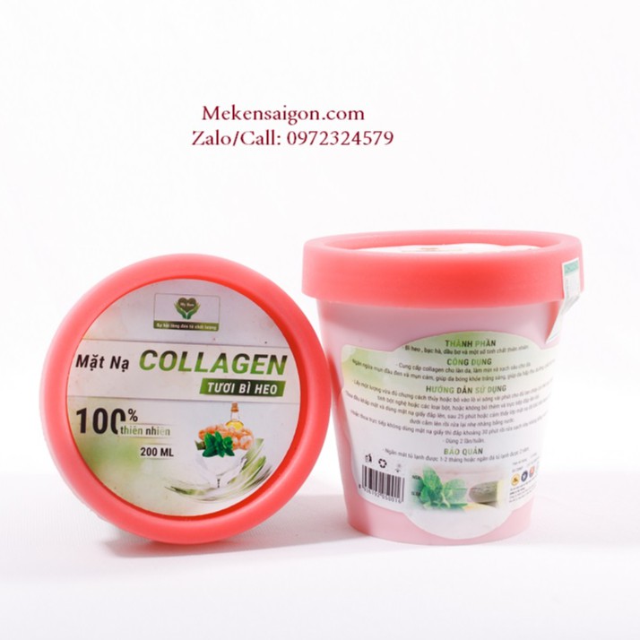 MẶT NẠ COLLAGEN TƯƠI BÌ HEO MẸ KEN-Lột mụn cám mụn đầu đen tăng đàn hồi da,cấp collagen cho da