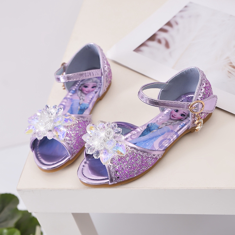 Giày Sandals đế bằng in hình công chúa Frozen đáng yêu thời trang hè cho bé gái size 25-36