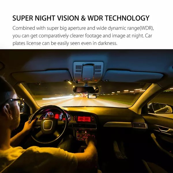Camera Hành Trình Ống Kính Kép DVR 4 ", Dùng Cho Xe Hơi, Chất Lượng HD 1080P, Tính Năng Ghi Hình, Có Màn Hình Cảm Ứ-OTLZ