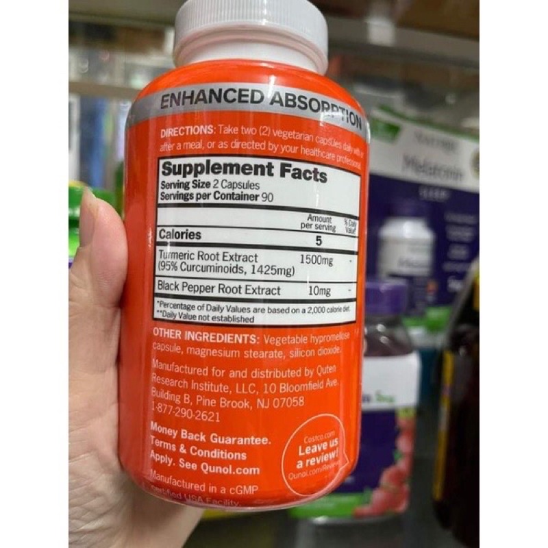 🍀 Viên nghệ TUMERIC CURCUMIN 1500mg QUNOL của Mỹ