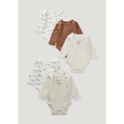 Set 5 bodychip họa tiết nâu dễ thương Matalan UK