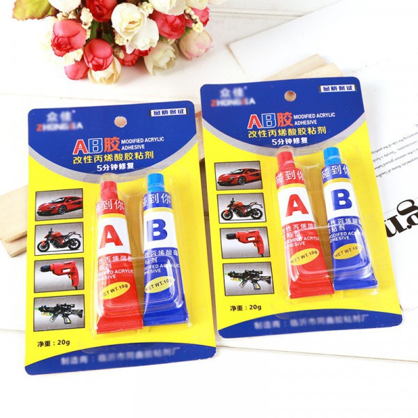 Vỉ keo AB 2 tuýp 2 thành phần - Dán siêu chắc - Dán kim loại, kính, bê tông, gỗ, gốm sứ, cao su, nhựa