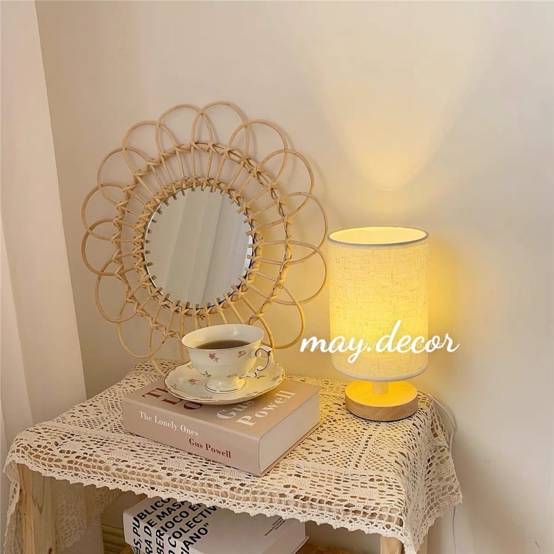 Đèn ngủ để bàn đế gỗ Decor Vintage kèm bóng đèn LED tiết kiệm điện - may.decor