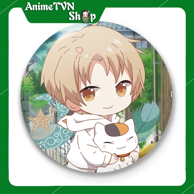 Huy hiệu in hình nhân vật Anime Manga Natsume Yuujin chou (Hữu Nhân Sổ) - bằng nhựa, có khuy cài ở mặt sau