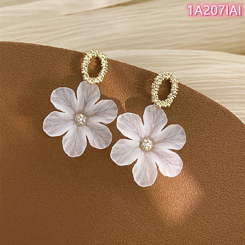 Bông Tai Mạ Bạc 925 Hình Hoa Màu Matcha Phong Cách Hàn Quốc Xinh Xắn Cho Nữ