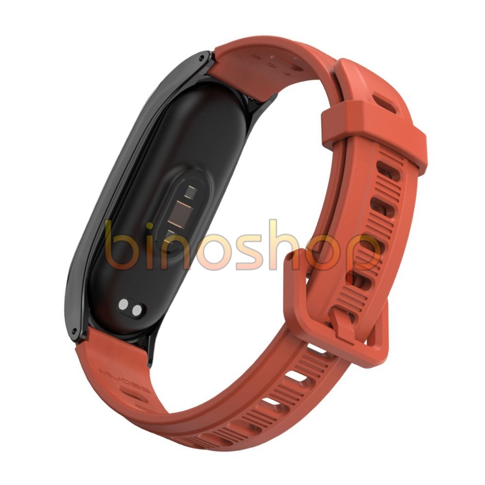 Dây đeo miband 5 silicon mặt kim loại viền cong CS chính hãng MIJOBS, dây đeo thay thế mi band 5 silicon/kim loại bản CS