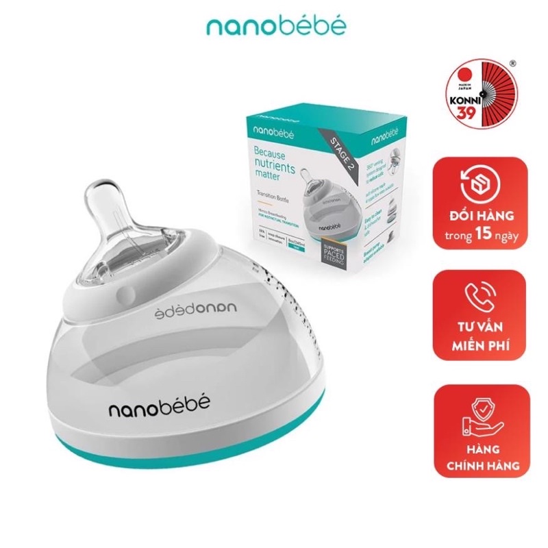 Bình sữa Nanobebe 150ml,240ml không chứa BPA hình bầu ngực mẹ bình sữa cho bé Nanobebe - KONNI39