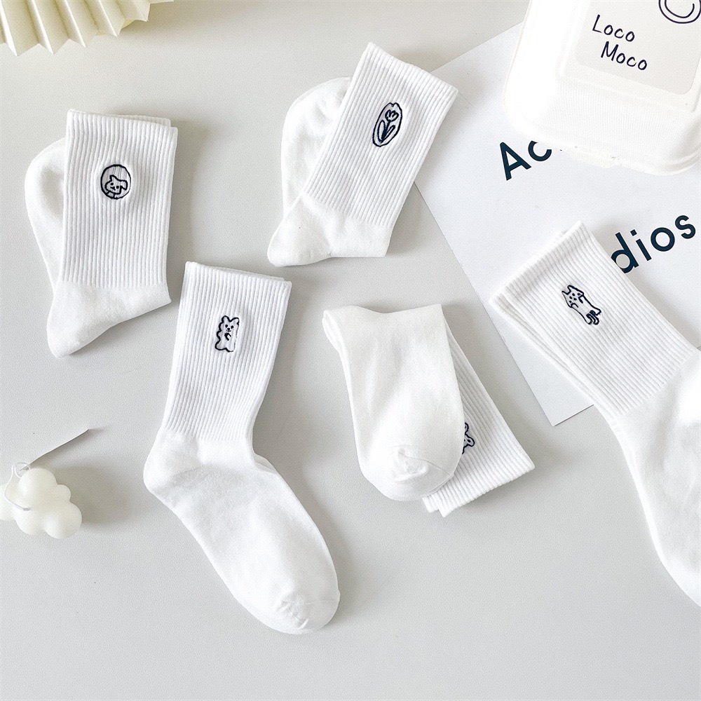 Tất cổ cao nam và nữ vớ icon trắng cao cấp cotton kháng khuẩn thời trang hàn quốc giá rẻ MRSOCKS VC123