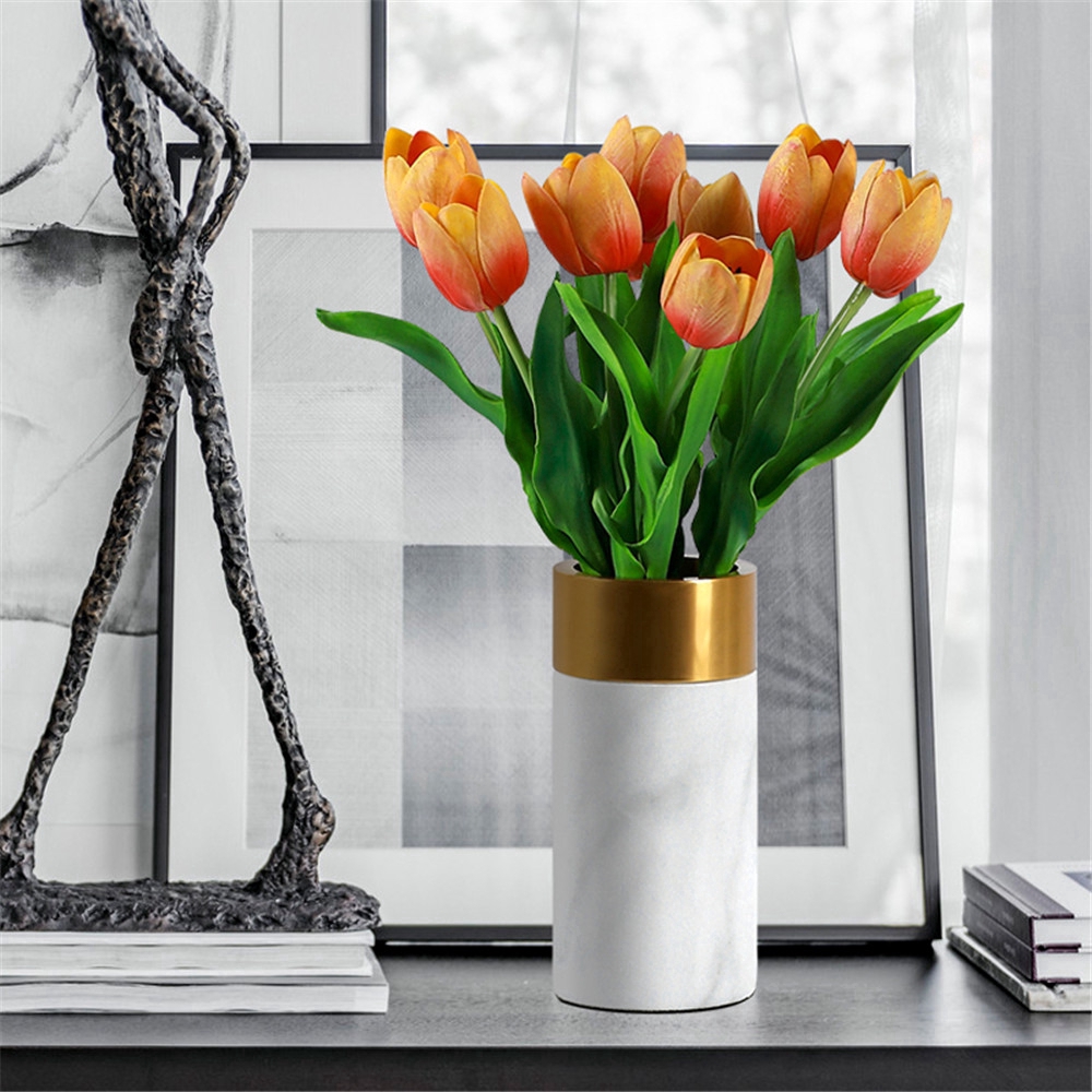 6 bông hoa Bó Hoa Tulip Giả Thiết Kế Xinh Xắn Để Trang Trí