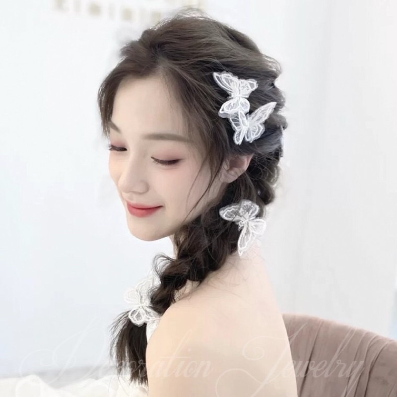 Kẹp tóc hình bướm thêu phong cách thời trang Hàn Quốc Dễ Thương